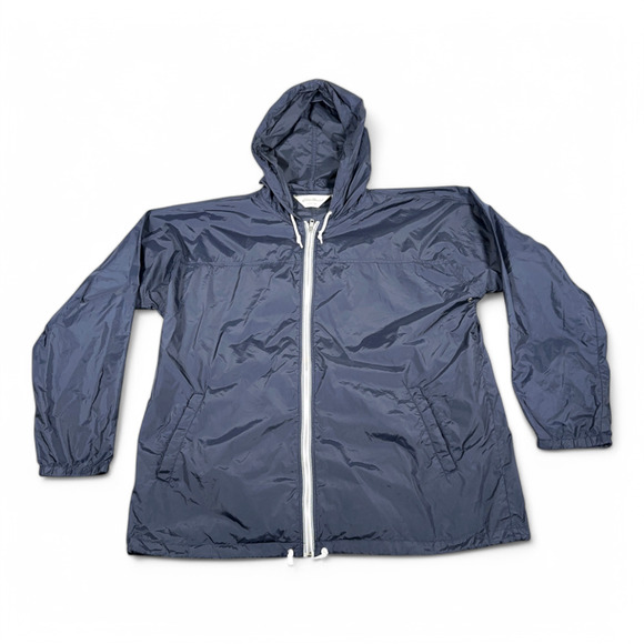 Eddie Bauer Jacket Adult EXTRA LARGE Blue Hooded Windbreaker Outdoor Softshell - Picture 1 of 9